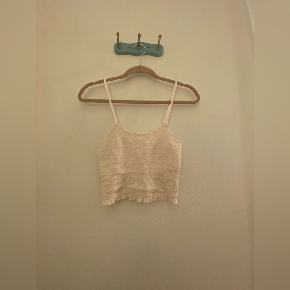 PacSun woven smocked cropped tank top in creamy pink